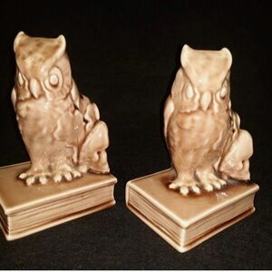 Rookwood OWL BOOKENDS in Brown Earthtone Glaze Mint Condition